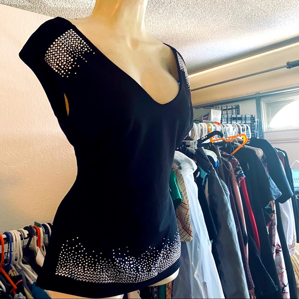 Black and Silver Blouse size M / L Spandex